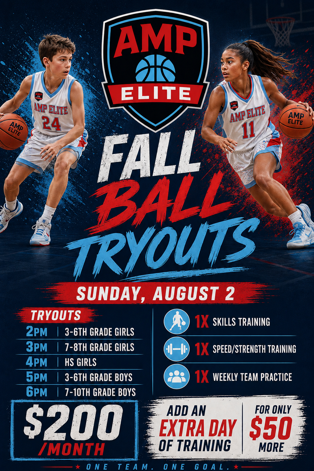 AMP Elite Fall Ball Tryout Flyer